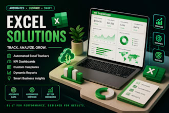 design automated excel trackers, KPI dashboards, and custom templates