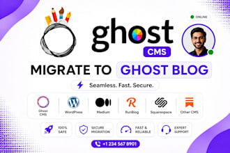 migrate your website from wordpress, medium, substack, wix to ghost cms blog