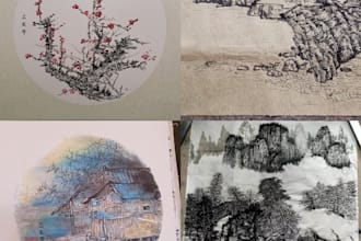 draw traditional chinese flowers painting for you