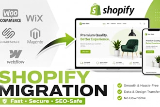 migrate woocomerce, wix squarespace, worldpress, webflow migrations to shopify