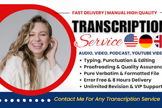 transcribe audio video to text, podcast, interview, and youtube transcription