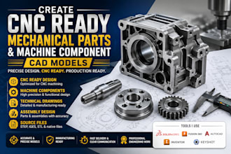 create cnc ready mechanical parts and machine component cad models