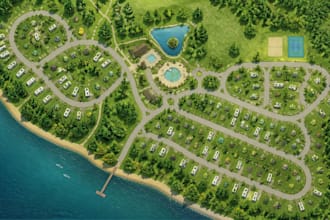 design land subdivision layout, parcel, plat map, site plan and campground map