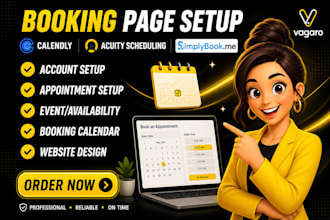 setup spa booking page vagaro website, acuity scheduling calendly simply book me