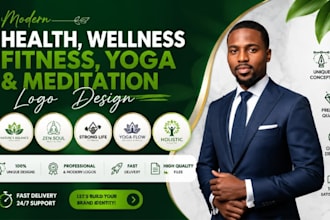 design modern health, wellness, fitness, yoga and meditation logo