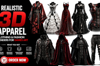 create realistic 3d apparel clothing garments and fashion renders for games arts