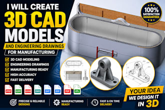 create 3d mold design and cad models for manufacturing and 3d printing
