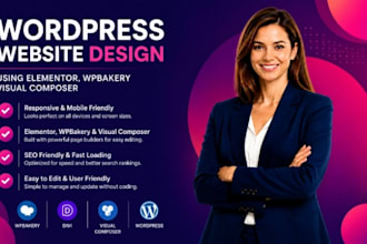 design wordpress website using elementor wpbakery visual composer