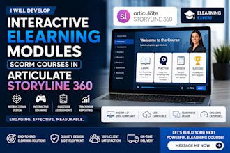 develop interactive elearning modules, scorm courses in articulate storyline 360