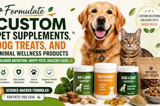 formulate custom pet supplements, dog treats, and animal wellness products