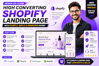 design or clone high converting shopify landing page in pagefly replo gempages