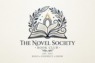 design a creative and elegant book club logo for your group or brand