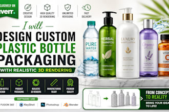 design custom plastic bottle packaging with realistic 3d rendering
