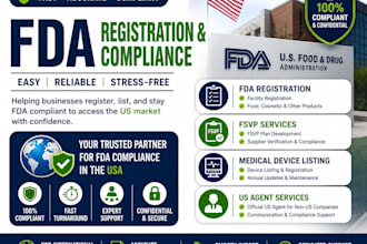 handle fda registration, fsvp, device listing, and US agent services