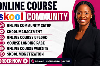 skool online community, skool course creation, skool community manager