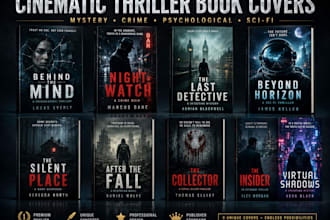 design cinematic thriller and mystery book covers