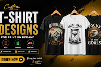 design custom graphic tshirts for etsy print on demand printify printiful merch