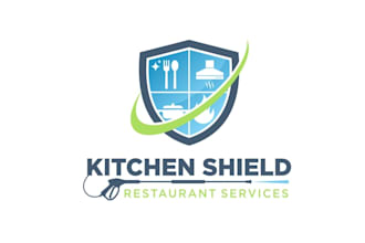make cleaning logo with kitchen shield restaurant services
