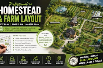 design homestead layout, farm layout, plot plan and master plan for farmland use