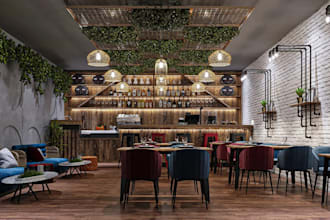 ideate3d aesthetic dining,cafe restaurant,beverage lounge render,interior layout