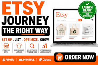set up etsy pod shop with listings and SEO