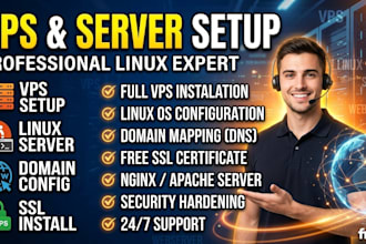 setup vps, linux server, domain, ssl, web server