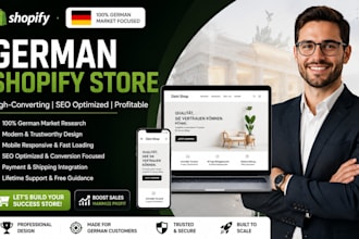 design or redesign german shopify website dropshipping store printify expert