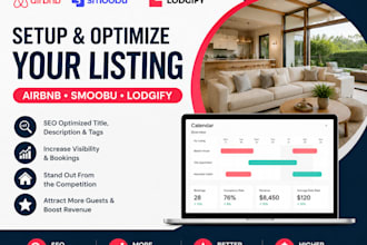 setup listing on airbnb, smoobu, lodgify with SEO
