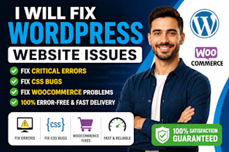 fix wordpress website issues critical errors CSS bugs and woocommerce problems