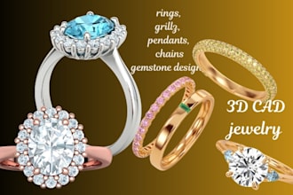 design rhino jewelry cad stl for rings pendants, and stone setting