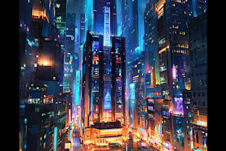 design a illustration of futuristic cyberpunk city