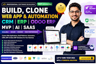 build, clone web app automation CRM erp odoo erp mvp ai saas software developer