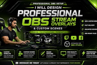 design professional obs stream overlays and custom scenes