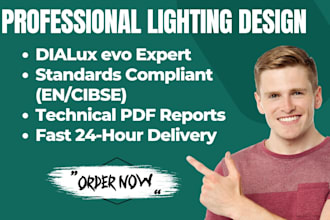 design dialux evo lighting simulation and PDF report with autocad layout fast