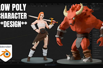 3d model and rig low poly character for game asset  and animation