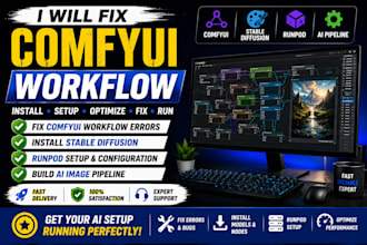 fix comfyui workflow, install stable diffusion, setup runpod ai pipeline