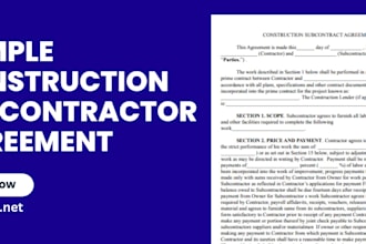 draft subcontractor agreement, construction contract, and contractor deal