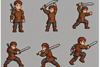 do pixel art animation, spritesheet, game art, indie game, game character