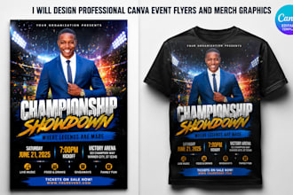 design professional canva event flyers and merch graphics
