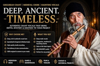 record gregorian chant vocals, medieval choir and haunting chant vocals