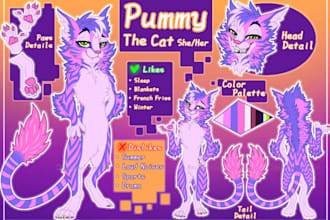 draw custom furry reference sheet furry anthro nsfw oc ref sheet for fursuit