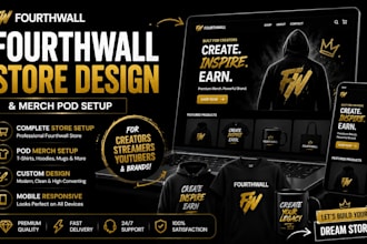 fourth wall website design youtube twitch fourthwall shop setup merch tshirt pod