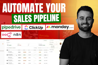 setup pipedrive crm automation, clickup monday com integration, n8n automation