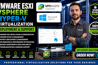 deploy vmware esxi vsphere, hyper v virtualization server and vmware support