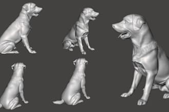 sculpt realistic 3d dog pet bust model creature design stl file for 3d printing