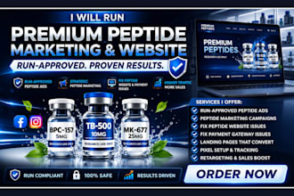 run approved peptide ads, peptide marketing, fix peptide website payment issues