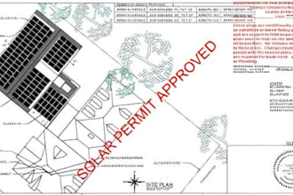 design solar pv, battery and ev charger permit proposals pe engineering on cad