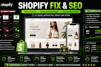 fix shopify error pages ecommerce product seo website development bugs fix