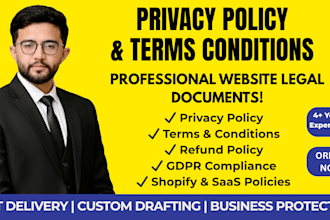 draft privacy policy, terms and conditions, and gdpr policy