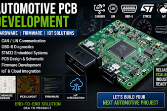 develop automotive pcb can lin obd, stm32 embedded system, firmware, iot circuit